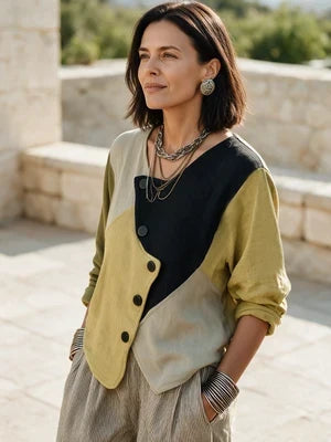 Catherine | Asymmetrical Color-Block Knit Pullover