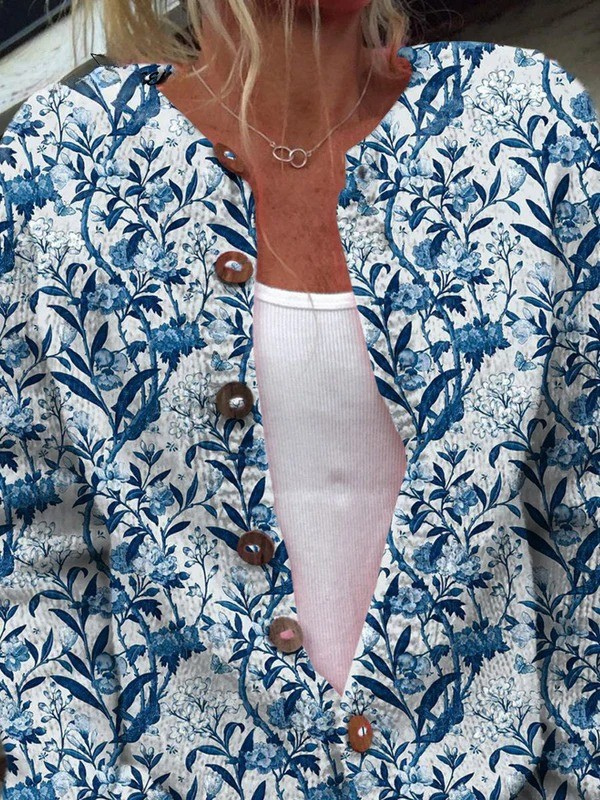Tiverly™ Vintage Floral Button-Up Cardigan