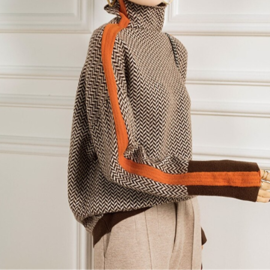 Bianca - Luxe Herringbone Turtleneck