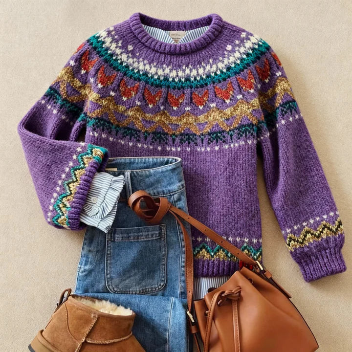Sigrun | Purple Fair Isle Sweater