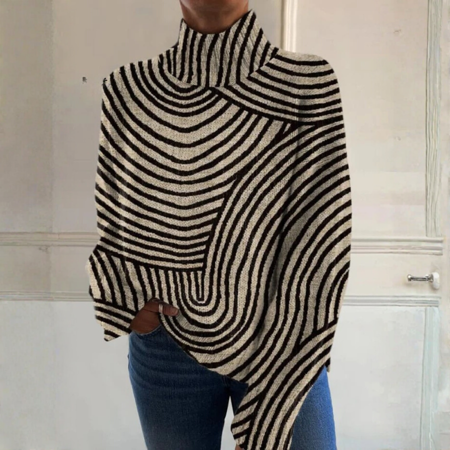 Harper - Retro Hand-Illustrated Turtleneck Sweater