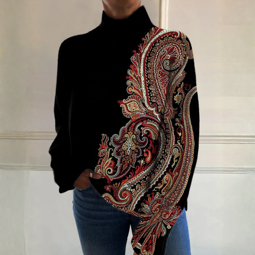 Victoria - Long-Sleeve Sweater with Retro Pattern