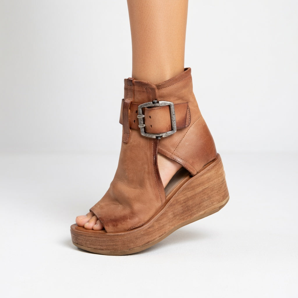 Orélisse™ - Stylish Open-Toe Wedge Ankle Boots