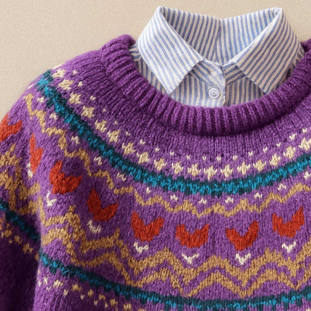 Sigrun | Purple Fair Isle Sweater