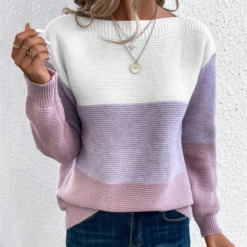 Nancy | Cozy Knitted Patchwork Pullover