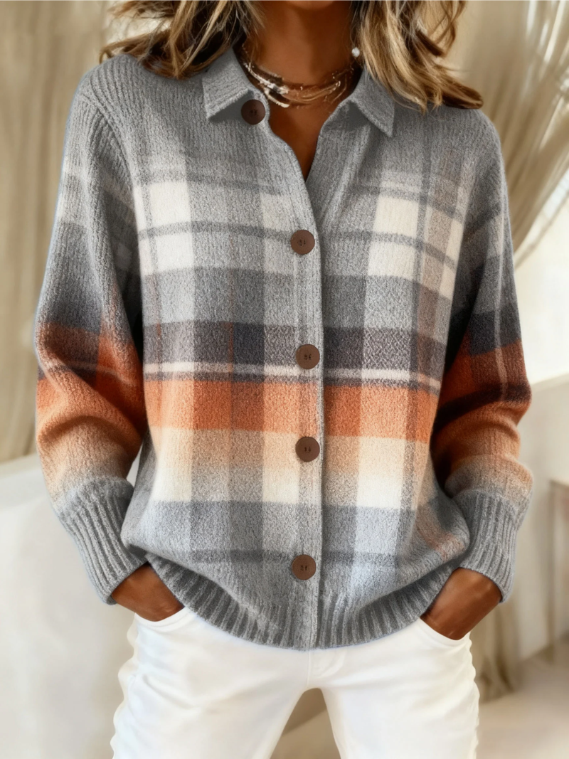 Marlene | Cozy Ombre Plaid Cardigan