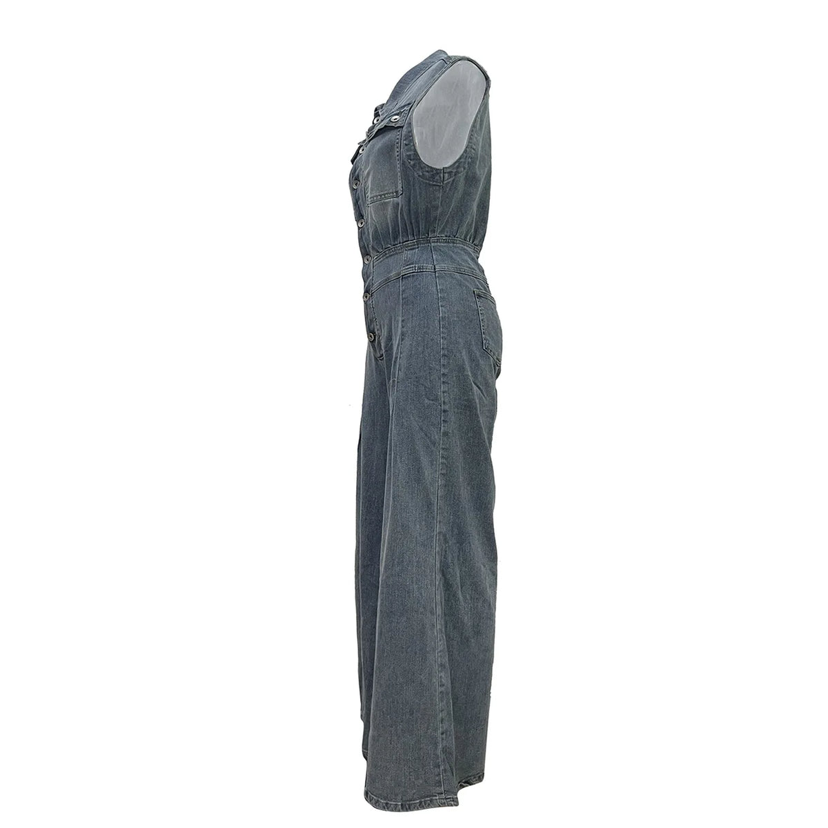 Stella | Wide-Leg Denim Jumpsuit with Cinched Waist