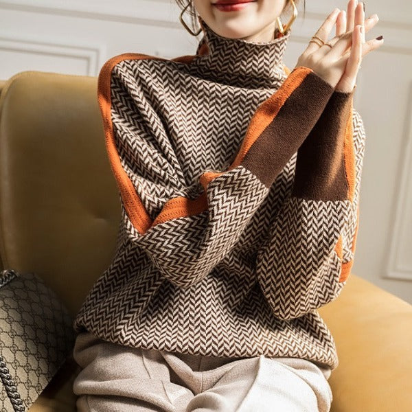 Bianca - Luxe Herringbone Turtleneck