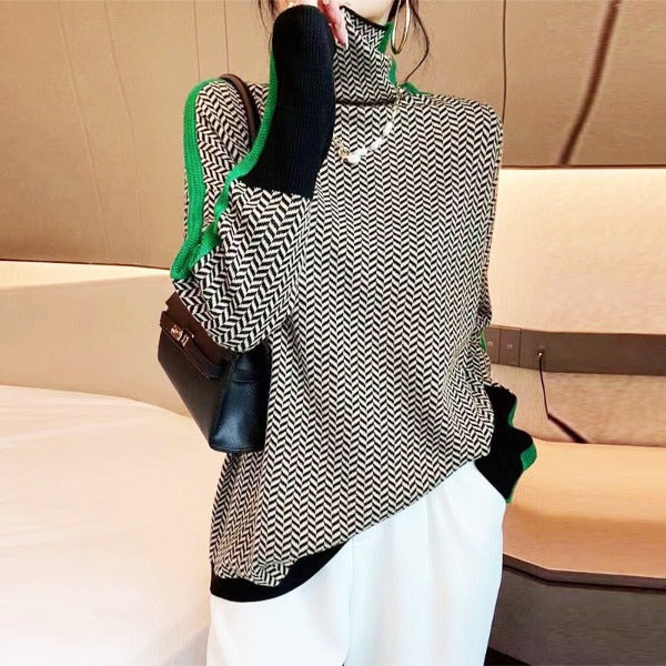 Bianca - Luxe Herringbone Turtleneck