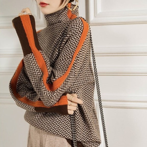 Bianca - Luxe Herringbone Turtleneck