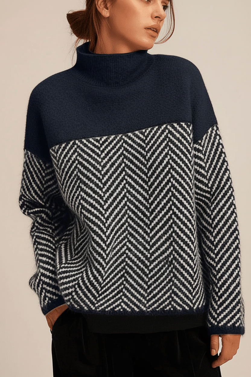 Felina Stand-Up Collar Knit Sweater