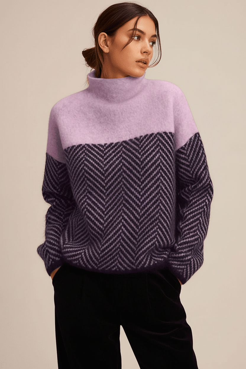 Felina Stand-Up Collar Knit Sweater