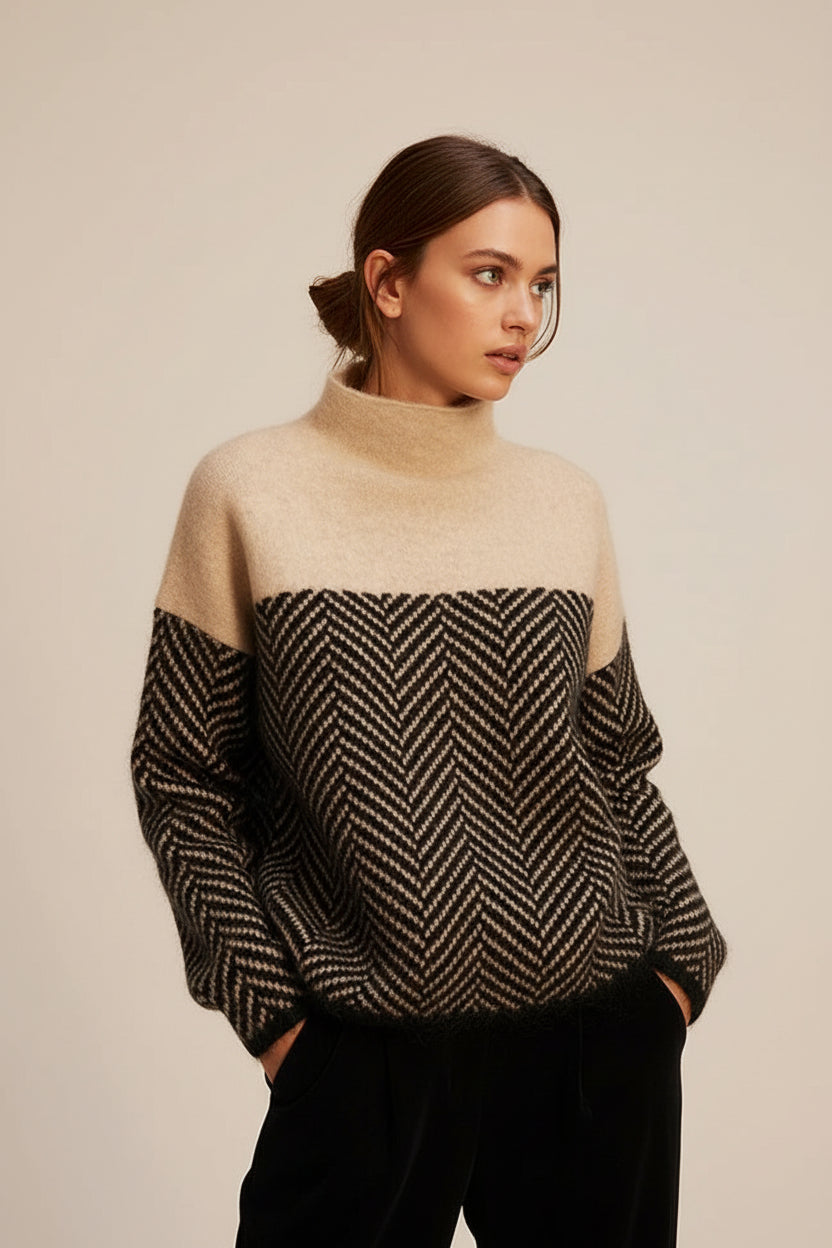Felina Stand-Up Collar Knit Sweater