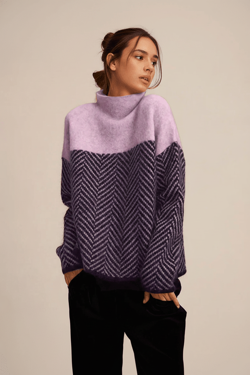Felina Stand-Up Collar Knit Sweater