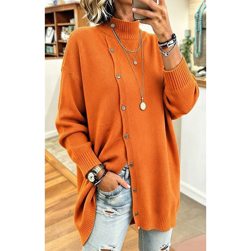 Sharon | Longline Turtleneck Cardigan with Buttons