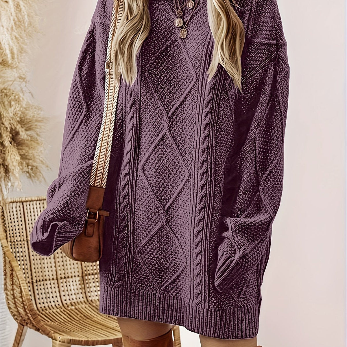 Helene | Textured Cable Knit Sweater Dress
