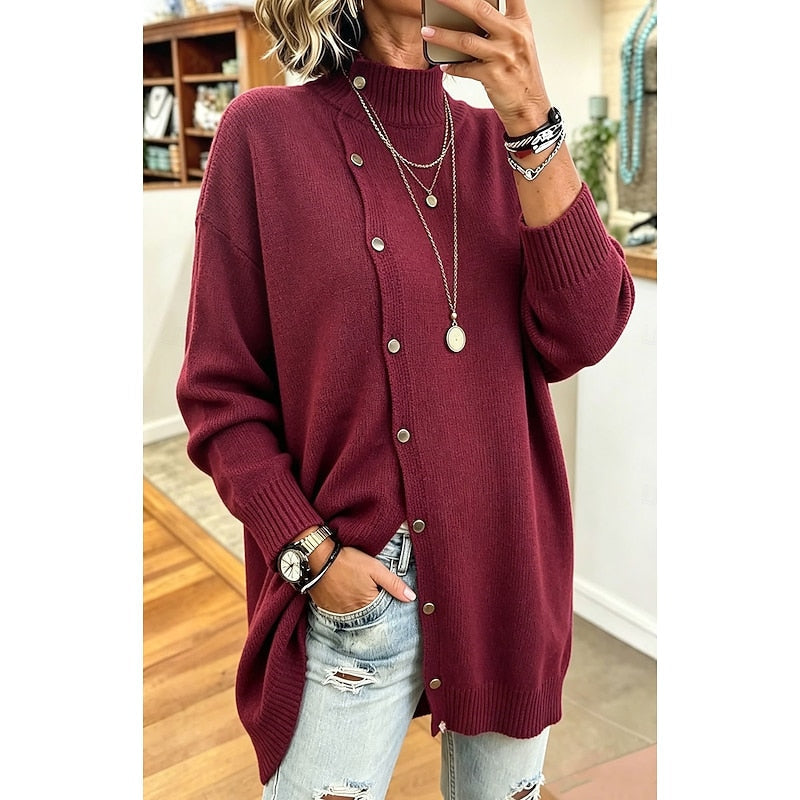 Sharon | Longline Turtleneck Cardigan with Buttons