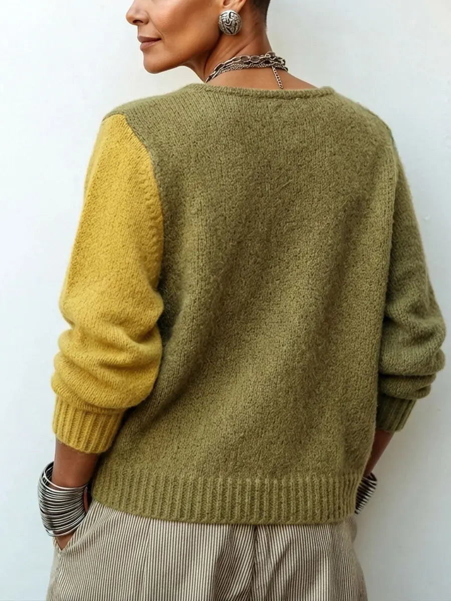 Catherine | Asymmetrical Color-Block Knit Pullover