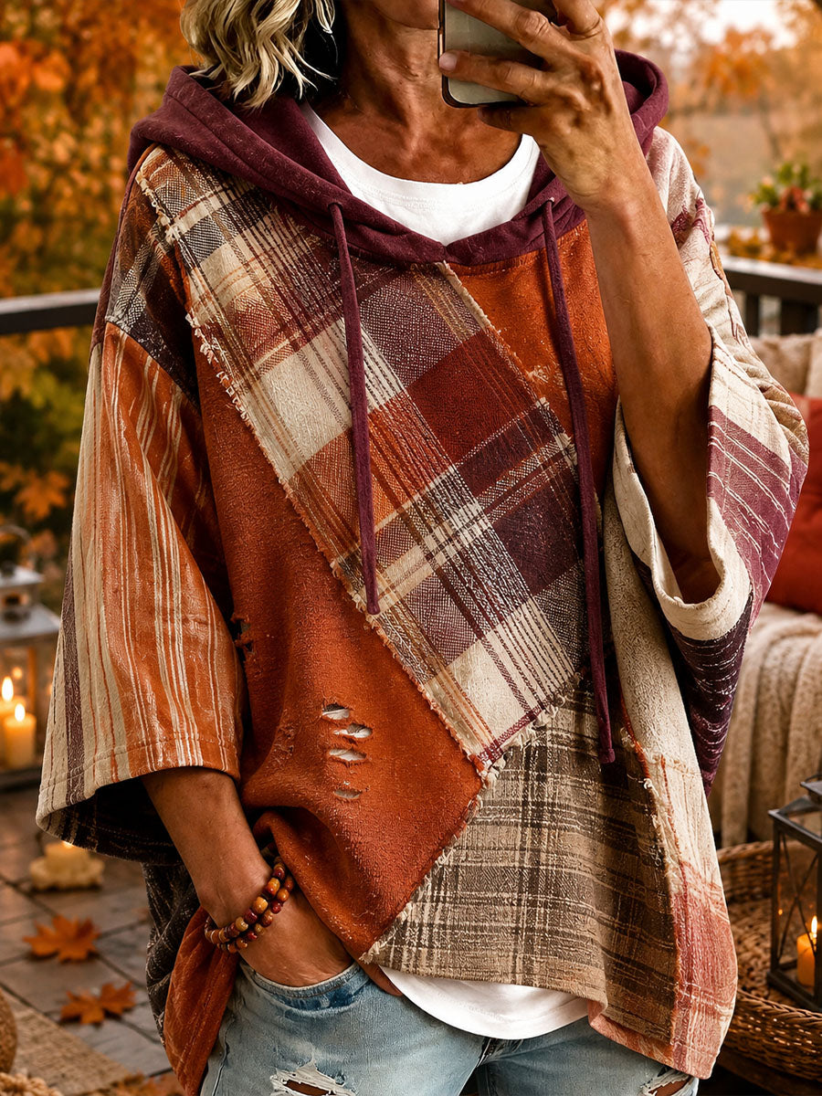 Adriana | Oversized Hoodie in Warm Autumn Patchwork