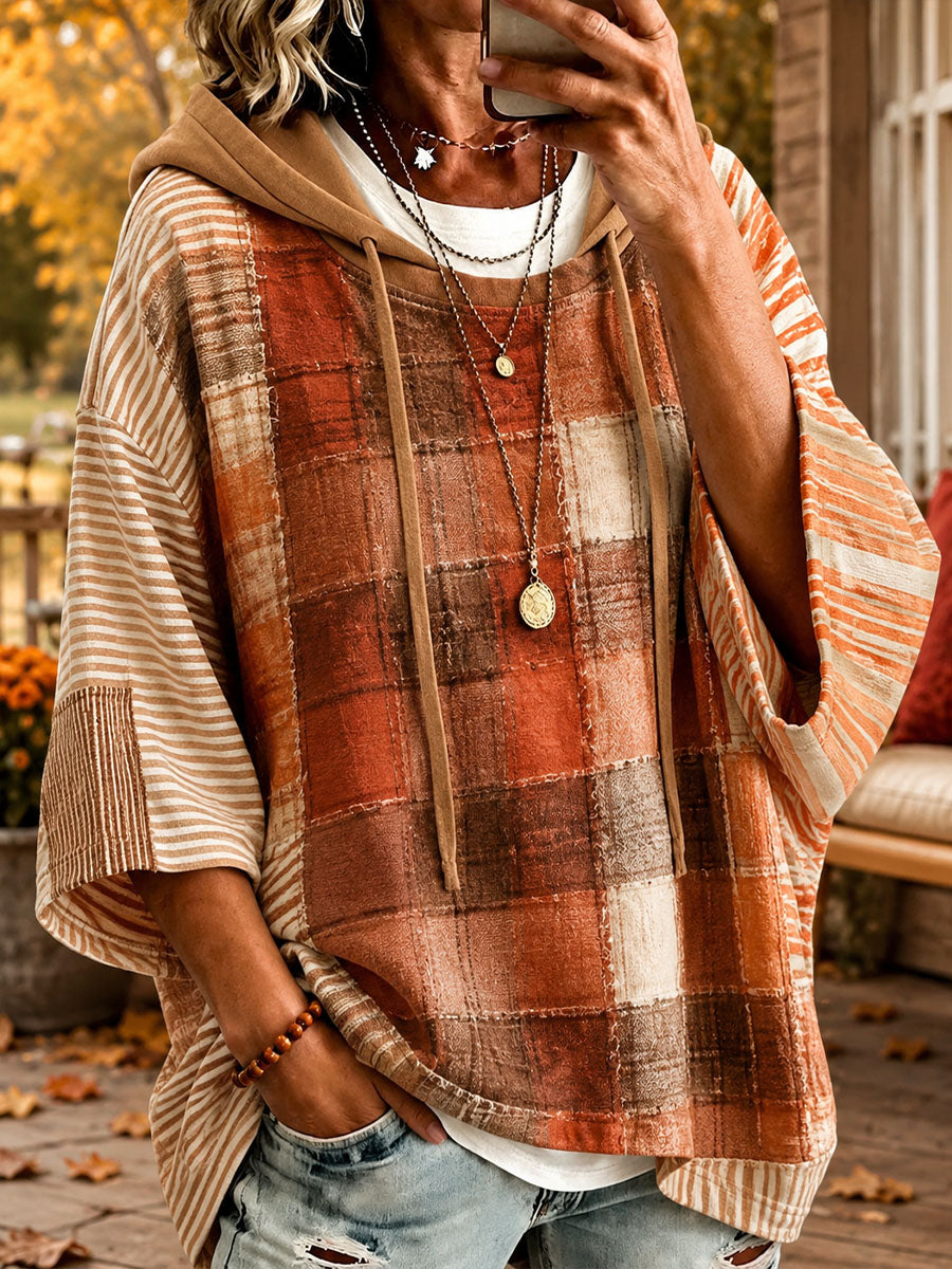 Simona | Oversized Hoodie in Autumn Patchwork