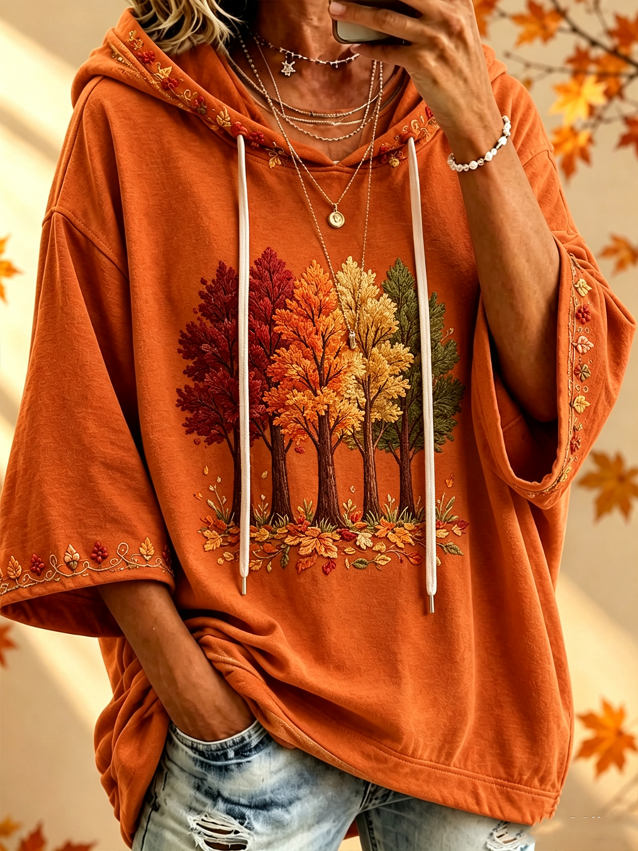 Maria | Oversized Hoodie with Autumn Print