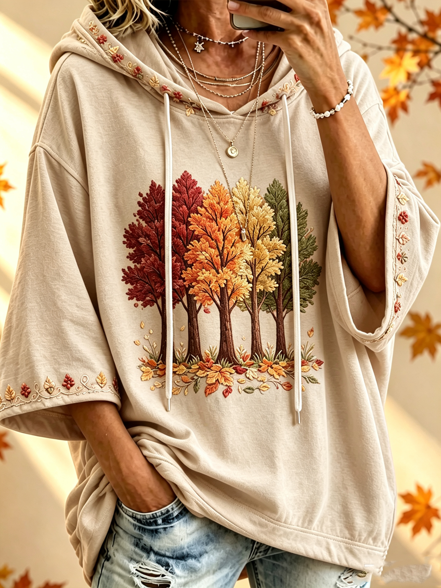 Maria | Oversized Hoodie with Autumn Print