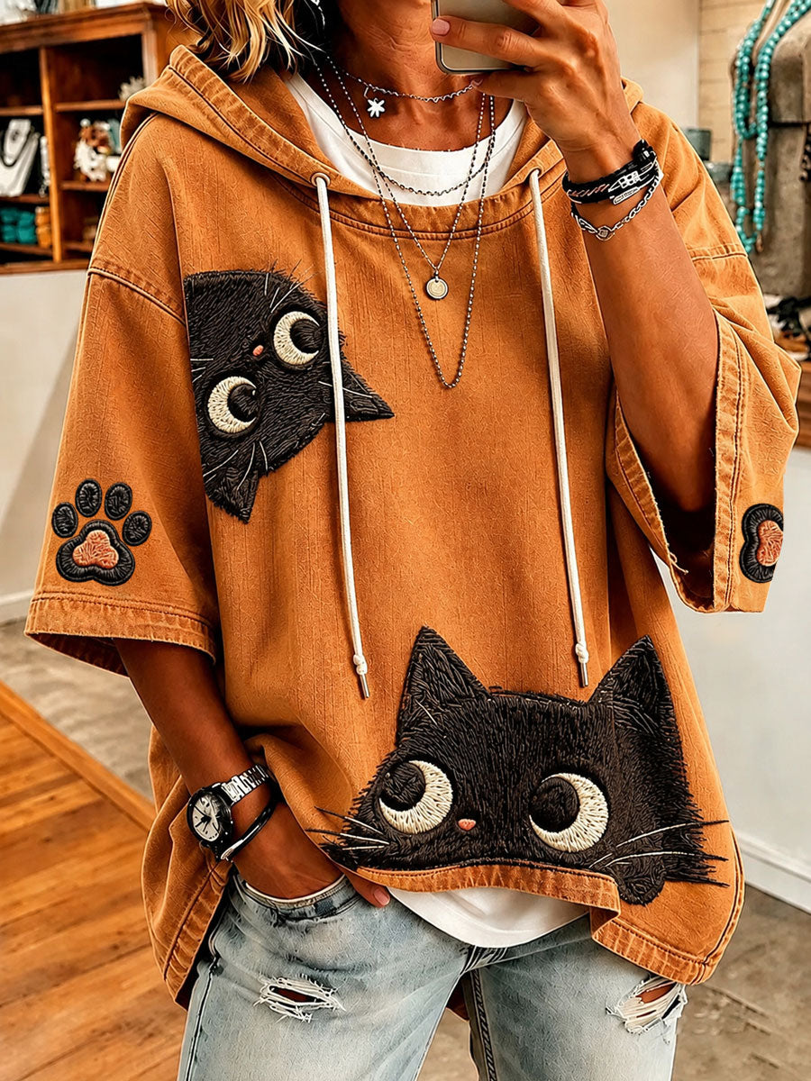 Ioana | Fun Cat-Print Oversized Hoodie