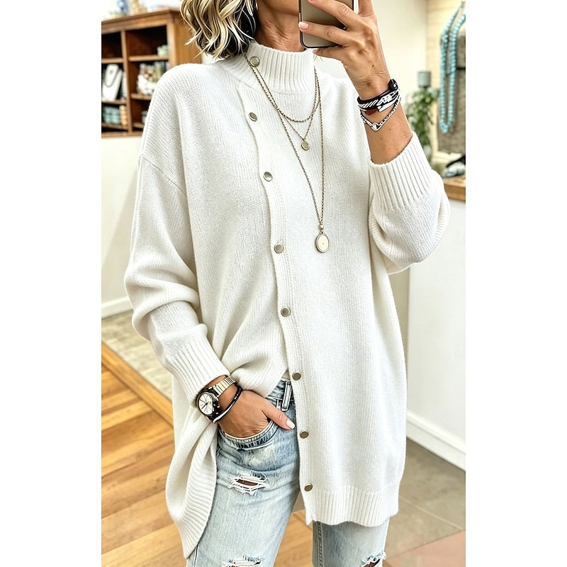 Sharon | Longline Turtleneck Cardigan with Buttons